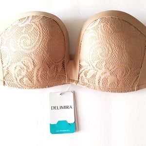 Delimira Beige lace strapless bra.  New great condition.